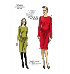 8611 EZ VOGUE KNIT TAPER SLEEVE DRESS PATTERN 14-22 ABCD